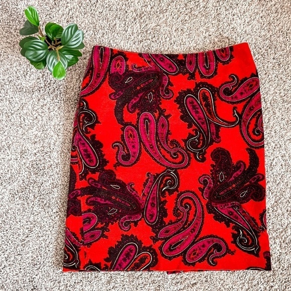 Talbots Velvet Paisley Skirt Sz 6P - Picture 1 of 6